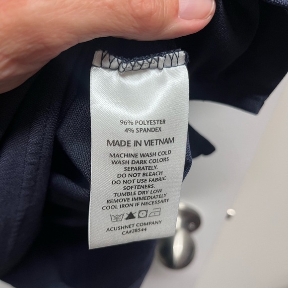 FootJoy Men's Dark Blue Polo with Striped Collar - Picture 4 of 4